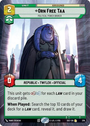 Orn Free Taa, Political Power Broker (Hyperspace) (Secrets of Power)(SEC-0376/1167)(R)