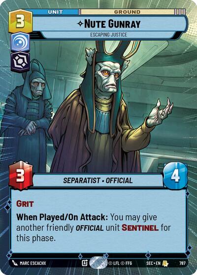 Nute Gunray, Escaping Justice (Hyperspace Foil) - Foil (Secrets of Power)(SEC-0787/1167)(R)