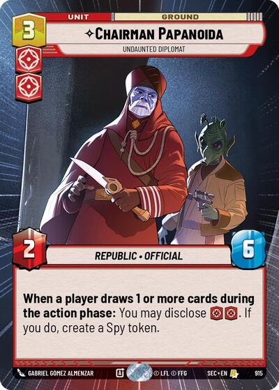 Chairman Papanoida, Undaunted Diplomat (Hyperspace Foil) - Foil (Secrets of Power)(SEC-0915/1167)(R)
