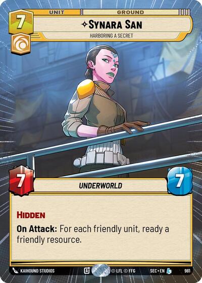 Synara San, Harboring a Secret (Hyperspace Foil) - Foil (Secrets of Power)(SEC-0981/1167)(L)