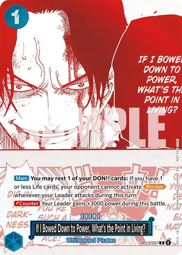 If I Bowed Down to Power, What's the Point in Living? [3rd Anniversary Treasure Campaign Pack] [Foil] (One Piece Promotion Cards)(OP13-057)(R)