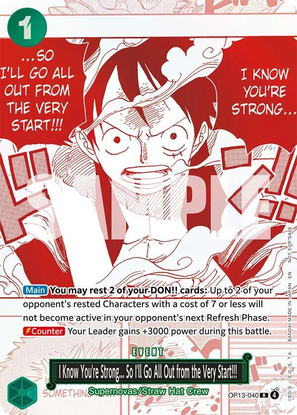 I Know You're Strong... So I'll Go All Out from the Very Start!!! [3rd Anniversary Treasure Campaign Pack] [Foil] (One Piece Promotion Cards)(OP13-040)(R)