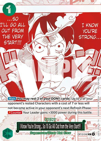 I Know You're Strong... So I'll Go All Out from the Very Start!!! [3rd Anniversary Treasure Campaign Pack] [Foil] (One Piece Promotion Cards)(OP13-040)(R)