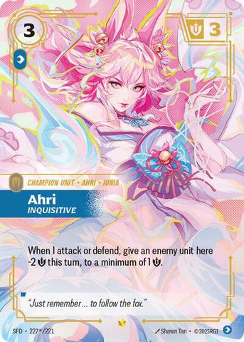 Ahri, Inquisitive - Overnumbered - Signature - Foil (Spiritforged)(SFD-227s/221)(O/AA)