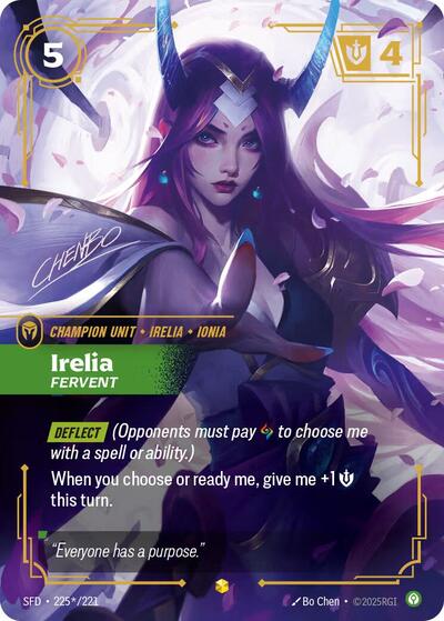 Irelia, Fervent - Overnumbered - Signature - Foil (Spiritforged)(SFD-225s/221)(O/AA)