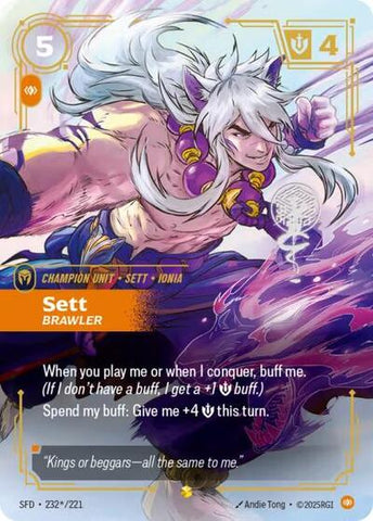 Sett, Brawler - Overnumbered - Signature - Foil (Spiritforged)(SFD-232s/221)(O/AA)