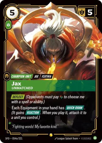 Jax, Unmatched - Alternate Art - Foil (Spiritforged)(SFD-054a/221)(O/AA)