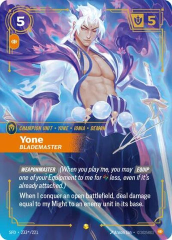 Yone, Blademaster - Overnumbered - Signature - Foil (Spiritforged)(SFD-233s/221)(O/AA)