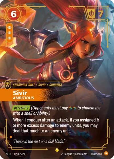 Sivir, Ambitious - Alternate Art - Foil (Spiritforged)(SFD-120a/221)(O/AA)