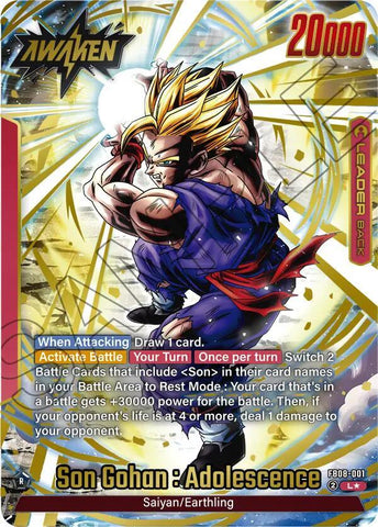 Son Gohan : Adolescence [001] [Alternate Art] [Foil] (FB08-001)(L)