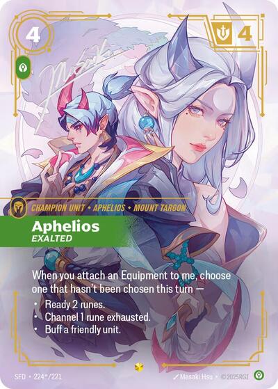 Aphelios, Exalted - Overnumbered - Signature - Foil (Spiritforged)(SFD-224s/221)(O/AA)
