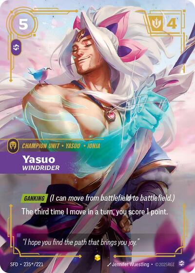 Yasuo, Windrider - Overnumbered - Signature - Foil (Spiritforged)(SFD-235s/221)(O/AA)
