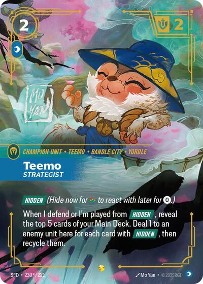 Teemo, Strategist - Overnumbered - Signature - Foil (Spiritforged)(SFD-230s/221)(O/AA)