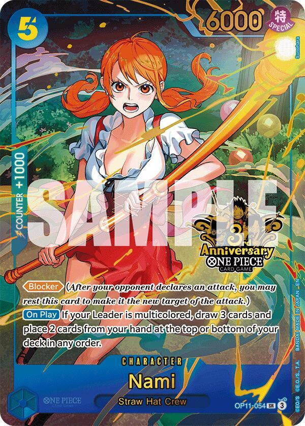 Nami [Japanese Version 3rd Anniversary Set] [Foil] (One Piece Promotion Cards)(OP11-054)(SR)