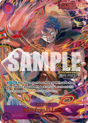Monkey.D.Luffy [Japanese Version 3rd Anniversary Set] [Foil] (One Piece Promotion Cards)(OP09-119)(SEC)