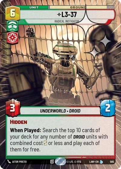 L3-37, Radical Instigator (Hyperspace Foil) - Foil (A Lawless Time)(LAW-565/901)(L)
