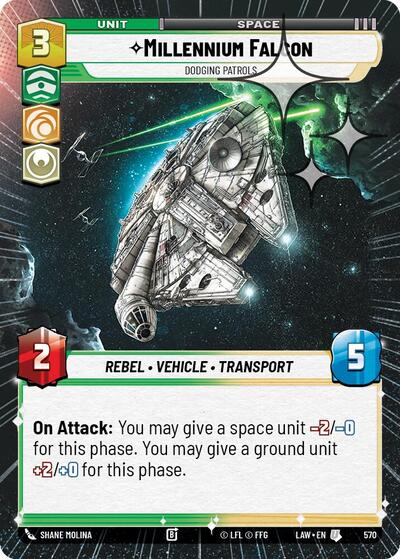 Millennium Falcon, Dodgin Patrols (Hyperspace Foil) - Foil (A Lawless Time)(LAW-570/901)(U)