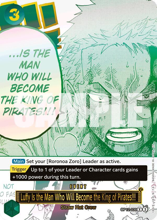 Luffy Is the Man Who Will Become the King of Pirates!!! [Japanese Version 3rd Anniversary Set] [Foil] (One Piece Promotion Cards)(OP12-039)(R)