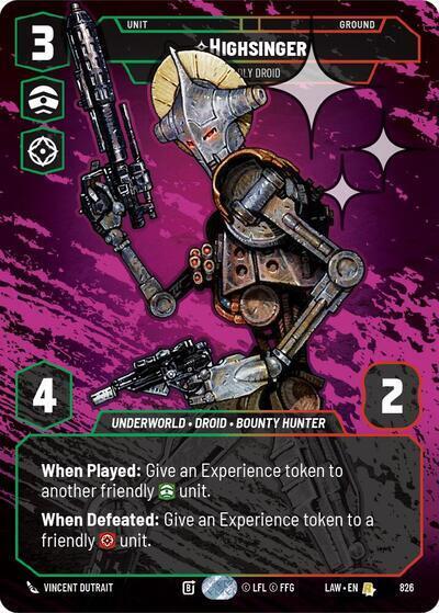 Highsinger, Deadly Droid (Prestige Foil) - Foil (A Lawless Time)(LAW-826/901)(R)