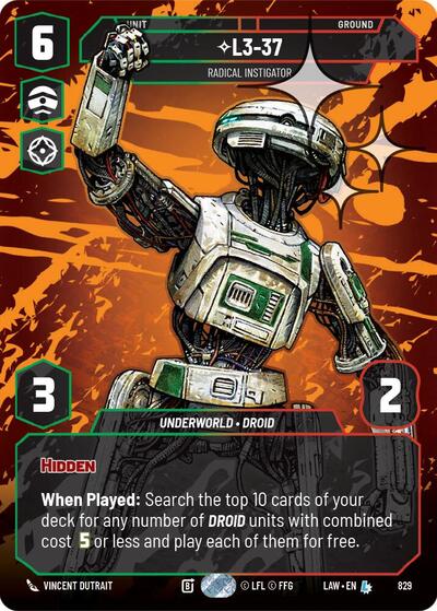 L3-37, Radical Instigator (Prestige Foil) - Foil (A Lawless Time)(LAW-829/901)(L)