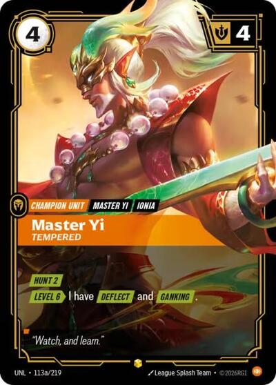 Master Yi, Tempered - Alternate Art - Foil (Unleashed)(UNL-113a/219)(O/AA)