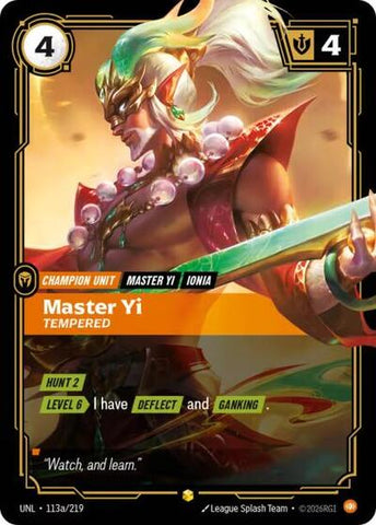 Master Yi, Tempered - Alternate Art - Foil (Unleashed)(UNL-113a/219)(O/AA)