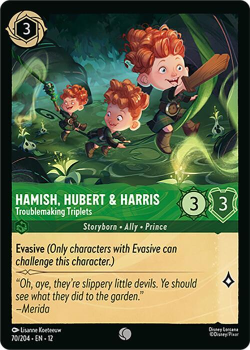 Hamish, Hubert & Harris - Troublemaking Triplets  [Cold Foil] (Wilds Unknown)(12-70/204)(C)