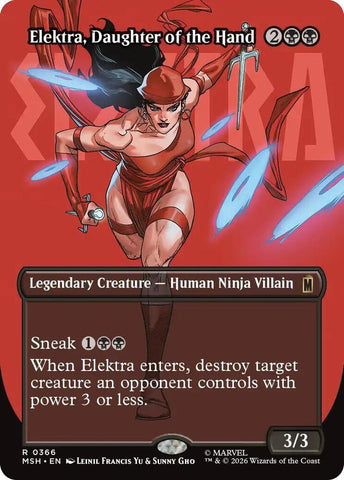Elektra, Daughter of the Hand (Borderless) (366) (Foil) (Marvel Super Heroes)(MSH)(366)(R)
