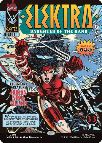 Elektra, Daughter of the Hand (Borderless) (395) (Foil) (Marvel Super Heroes)(MSH)(395)(R)