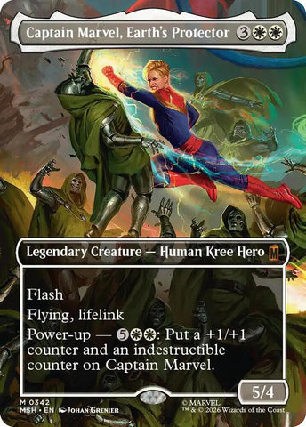 Captain Marvel, Earth's Protector (Borderless) (0342) (Foil) (Marvel Super Heroes)(MSH)(342)(M)