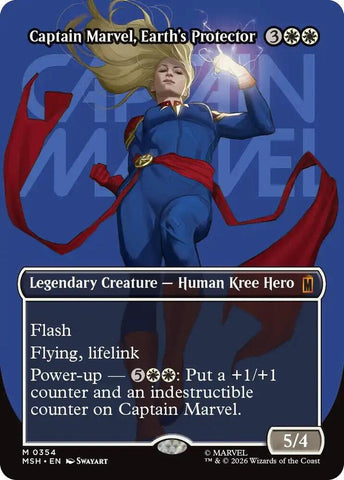Captain Marvel, Earth's Protector (Borderless) (0354) (Foil) (Marvel Super Heroes)(MSH)(354)(M)