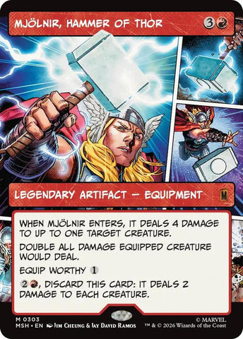 Mjolnir, Hammer of Thor (Borderless) (0303) (Foil) (Marvel Super Heroes)(MSH)(303)(M)