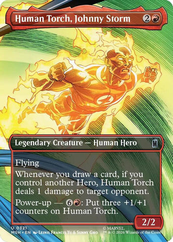 Human Torch, Johnny Storm (Borderless) (Foil) (Marvel Super Heroes)(MSH)(321)(U)