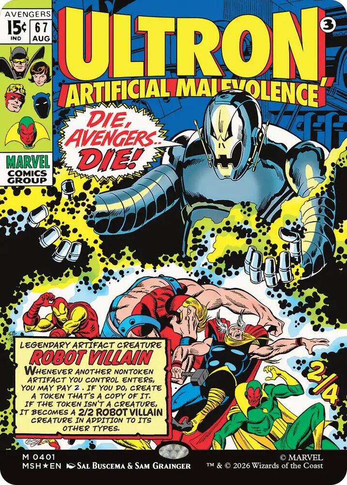 Ultron, Artificial Malevolence (Borderless) (0401) (Foil) (Marvel Super Heroes)(MSH)(401)(M)