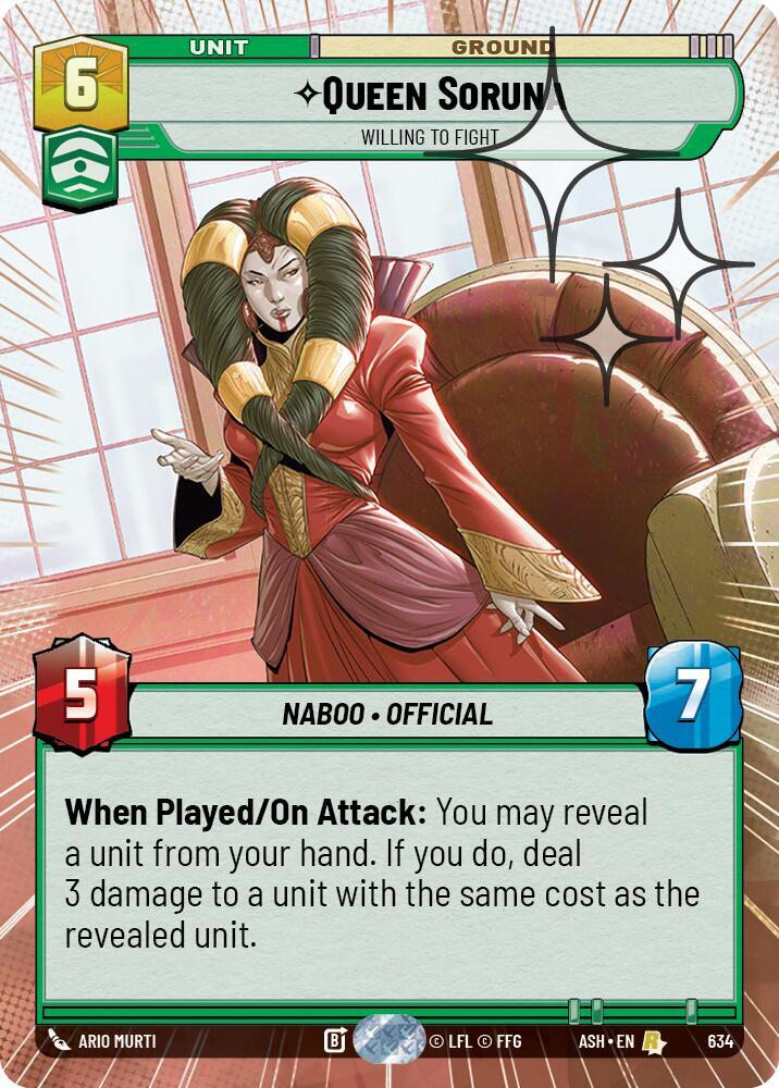 Queen Soruna - Willing to Fight (Hyperspace Foil) - Foil (Ashes of the Empire)(ASH-634)(R)