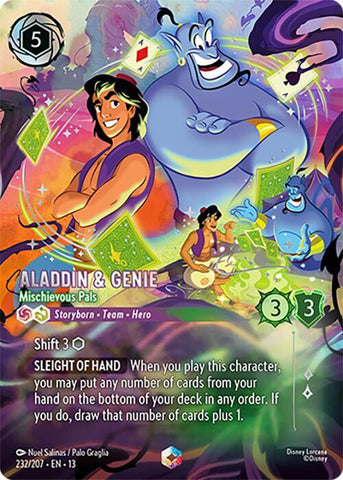 Aladdin & Genie - Mischievous Pals (Enchanted) (Holofoil) (Attack of the Vine!)(13-232/204)(EN)