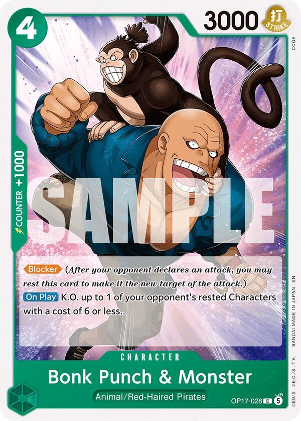Bonk Punch & Monster (The World's Strongest Warriors)(OP17-028)(C)