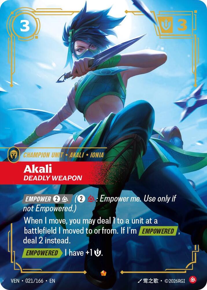 Akali, Deadly Weapon (Foil) (Vendetta)(VEN-021/166)(E)