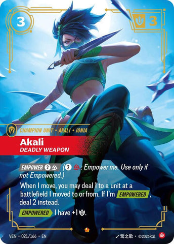 Akali, Deadly Weapon (Foil) (Vendetta)(VEN-021/166)(E)