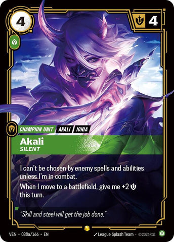Akali, Silent (Alternate Art) (Foil) (Vendetta)(VEN-038a/166)(R)