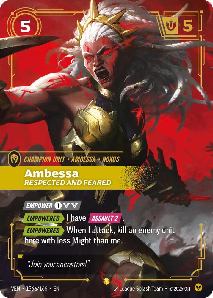 Ambessa, Respected and Feared (Alternate Art) (Foil) (Vendetta)(VEN-136a/166)(E)