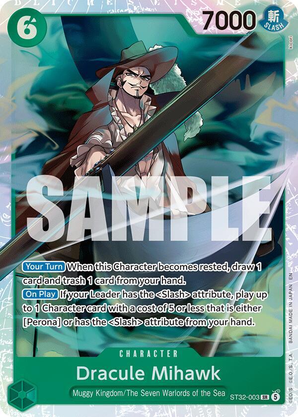 Dracule Mihawk [Foil] (Starter Deck 32: GREEN Roronoa Zoro)(ST32-003)(SR)