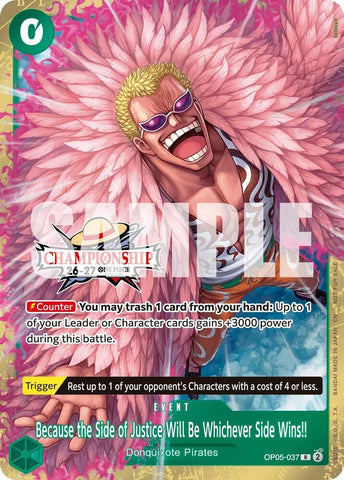Because the Side of Justice Will Be Whichever Side Wins!! [CS 26-27 Celebration Pack] [Foil] (One Piece Promotion Cards)(OP05-037)(R)