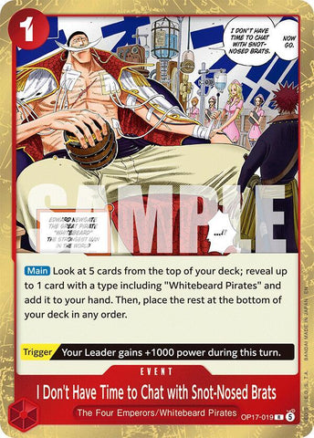 I Don't Have Time to Chat with Snot-Nosed Brats [Foil] (The World's Strongest Warriors)(OP17-019)(R)