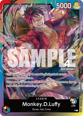 Monkey.D.Luffy [4th Anniversary Leader Card] (One Piece Promotion Cards)(L)