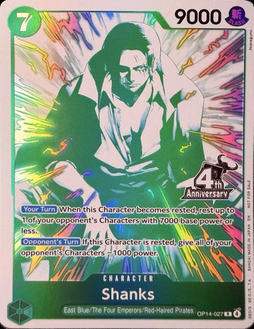 Shanks [4th Anniversary Treasure Campaign Pack] [Foil] (One Piece Promotion Cards)(OP14-027)(R)