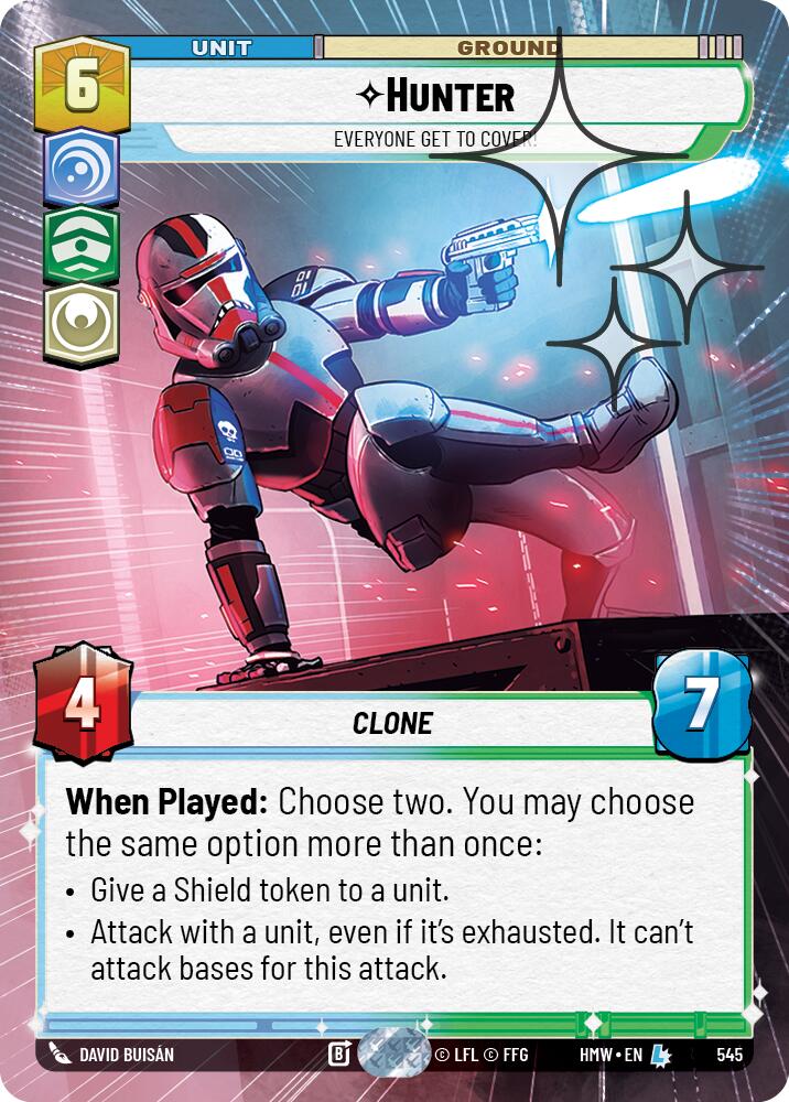 Hunter - Everyone Get to Cover! [Hyperspace Foil] (Homeworlds)(HMW-545)(L)