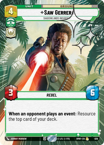 Saw Gerrera - Shadowlands Insurgent [Hyperspace Foil] (Homeworlds)(HMW-629)(R)