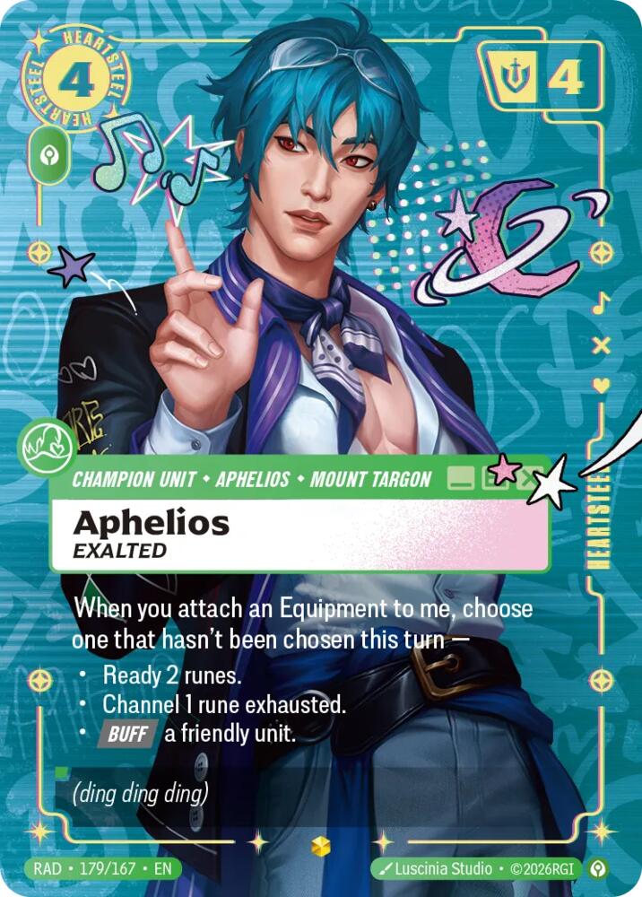 Aphelios, Exalted (Heartsteel Overnumbered) (Foil) (Radiance)(RAD-179/167)(O/AA)