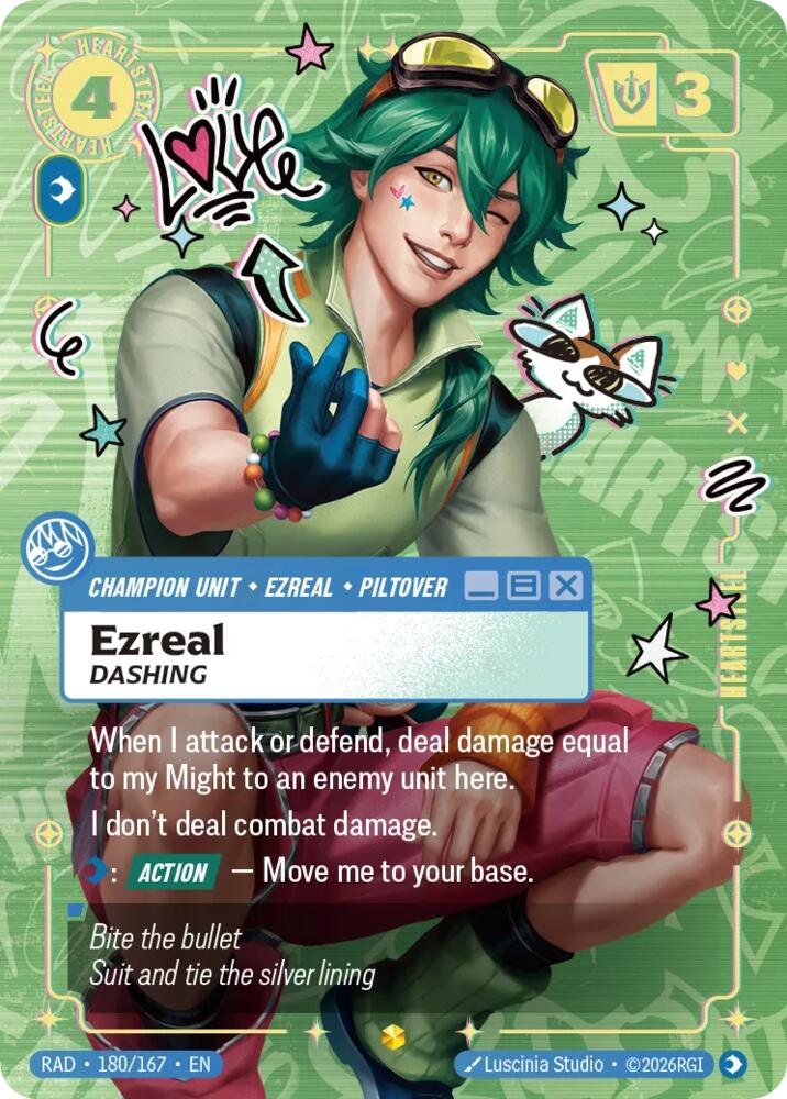 Ezreal, Dashing (Heartsteel Overnumbered) (Foil) (Radiance)(RAD-180/167)(O/AA)